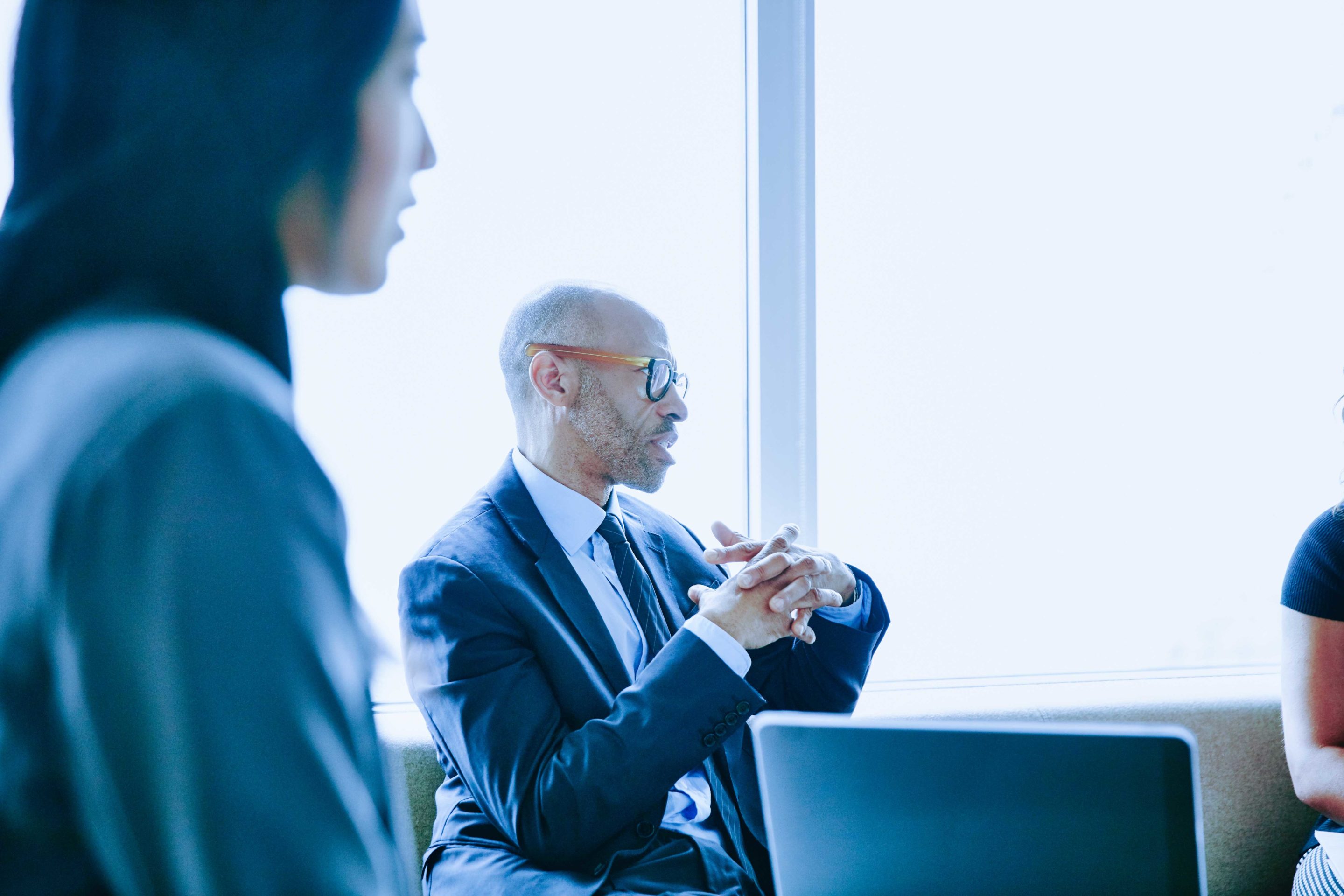 Businessman discussing project with colleague