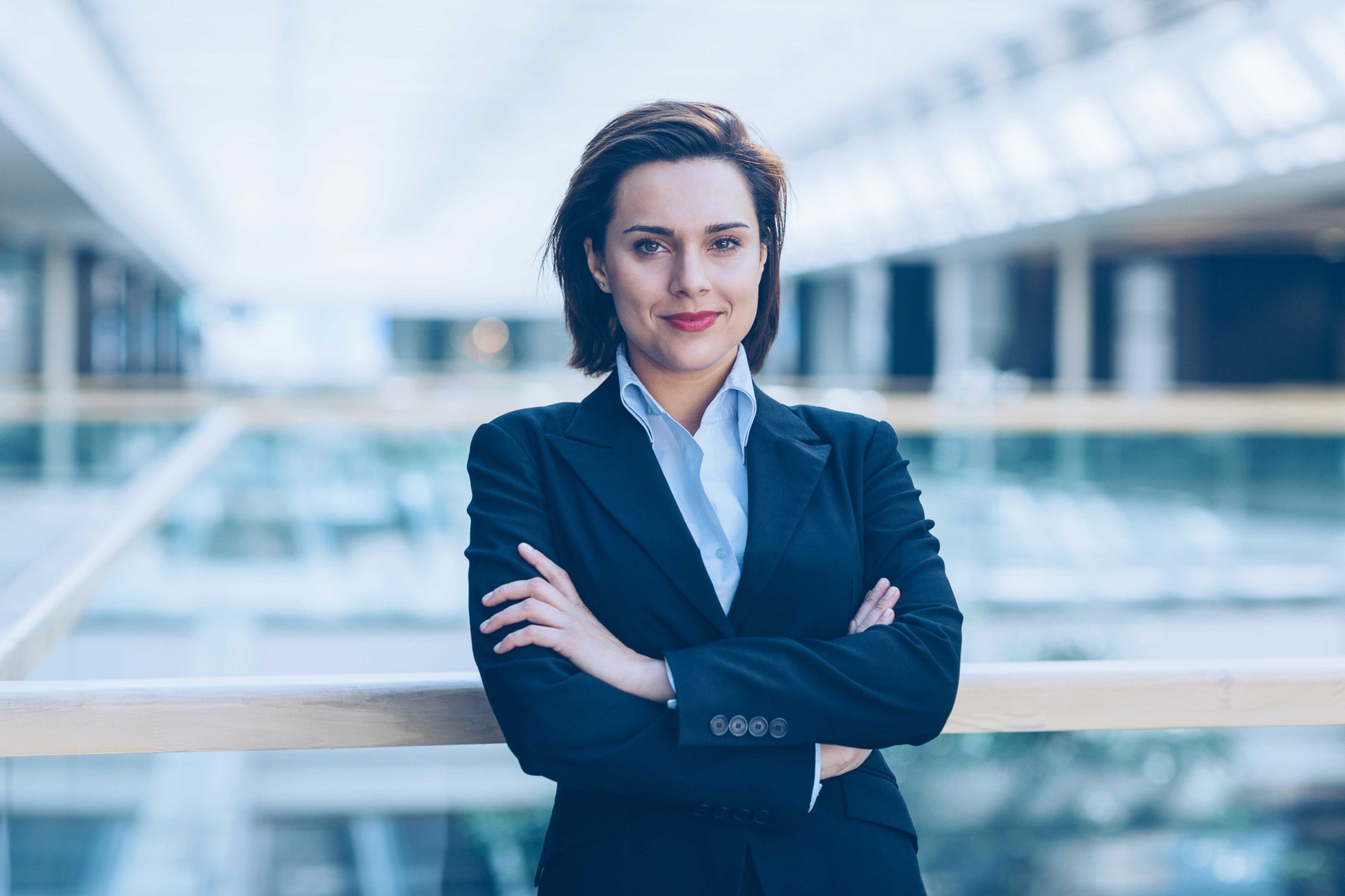 business woman smiling at camera