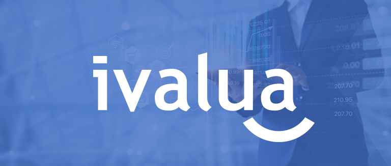 ivalua logo over image of data projections